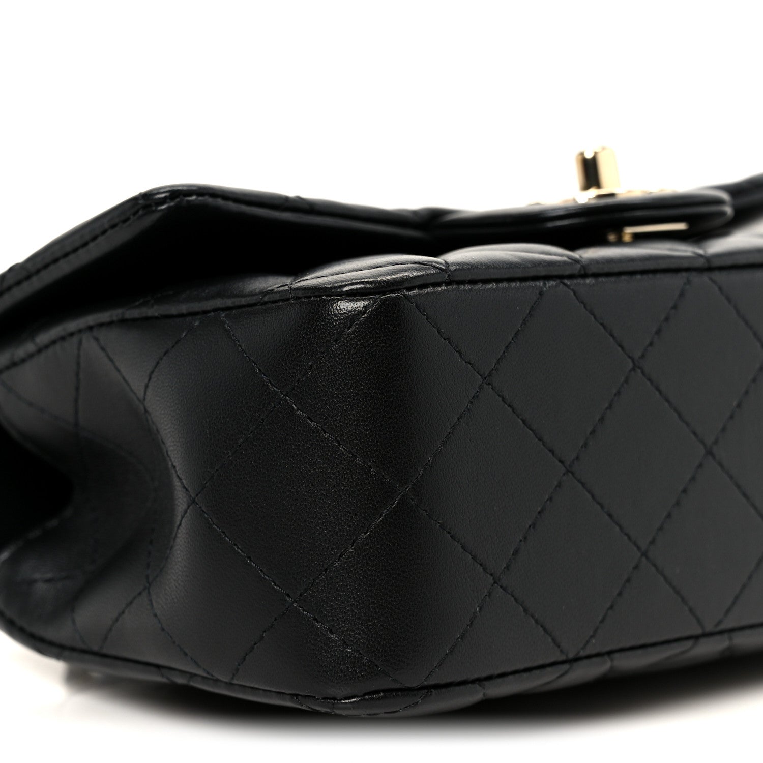 Chanel Lambskin Quilted Mini Top Handle Rectangular Flap Black