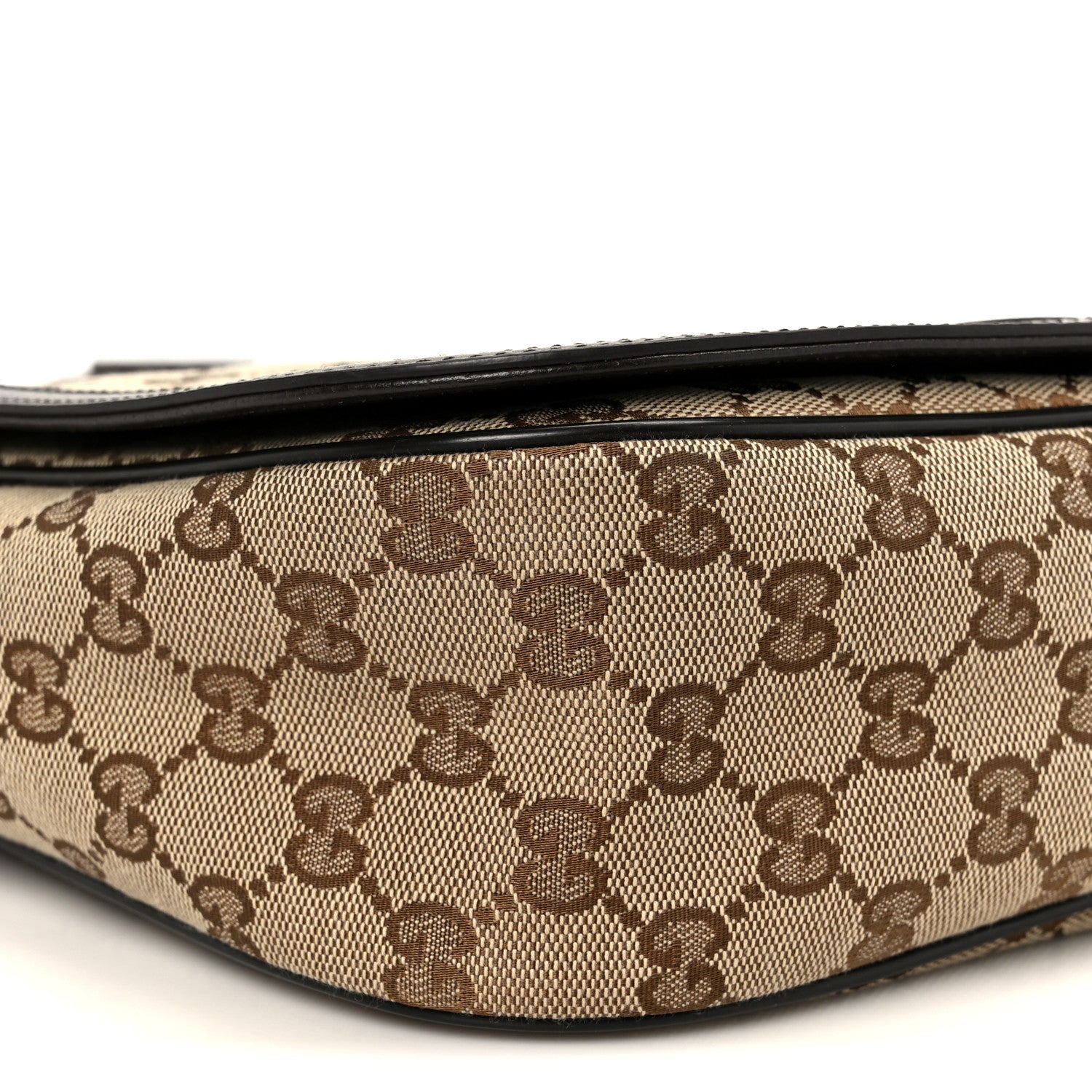 Gucci Monogram Flap Messenger Bag Beige Dark Brown