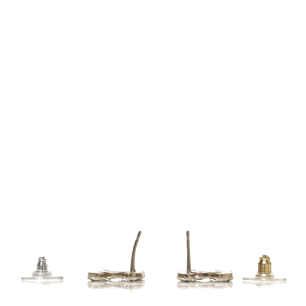 Crystal Enamel CC Earrings White