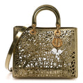 Christian Dior X DAVID WISEMAN Metallic Calfskin Laser Cut Large Lady Dior Gold