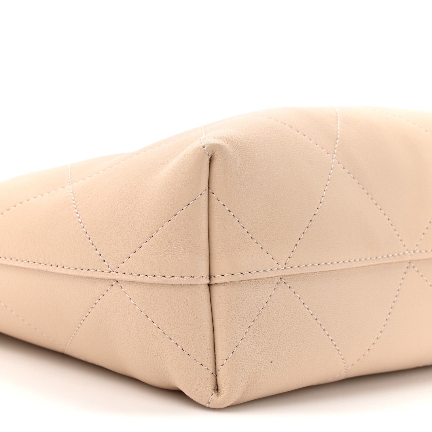 Chanel Shiny Lambskin Quilted Small Hobo Beige