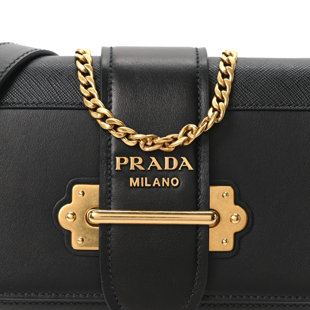 Prada Saffiano City Calf Cahier Belt Bag Black