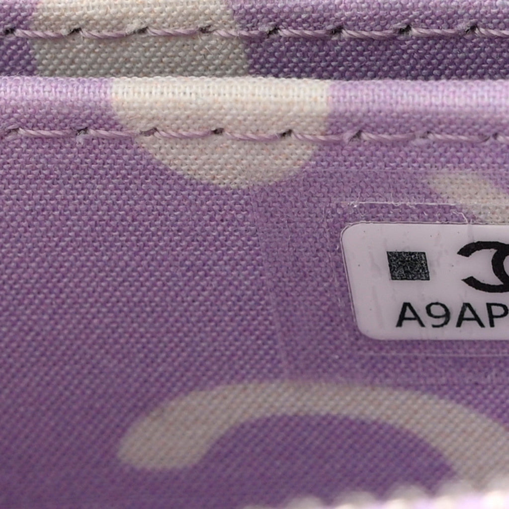 Caviar Quilted CC Logo Zip Coin Purse Purple
