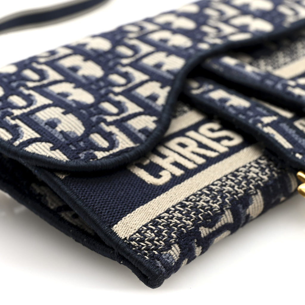 Christian Dior Oblique Slim Saddle Pouch Blue