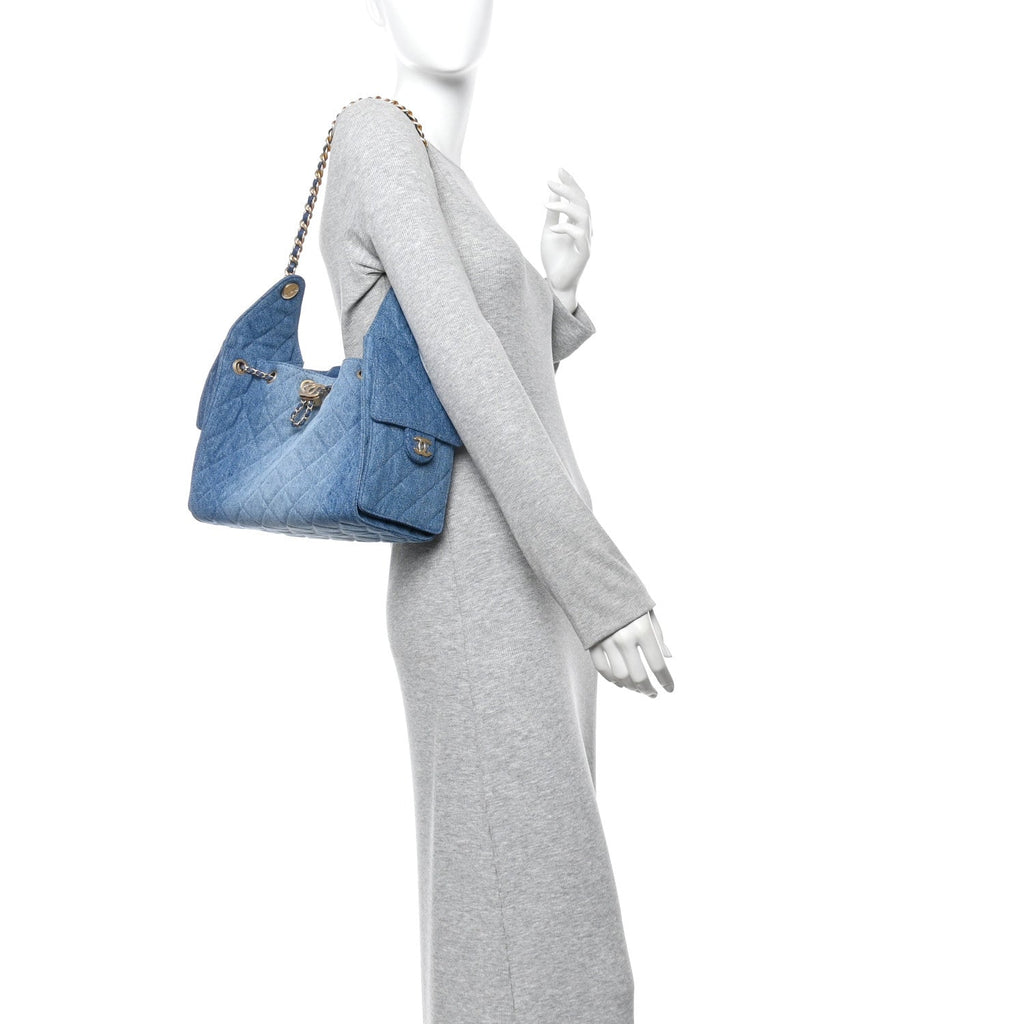 Chanel Washed Denim Quilted Small Chanel 25 Handbag Blue