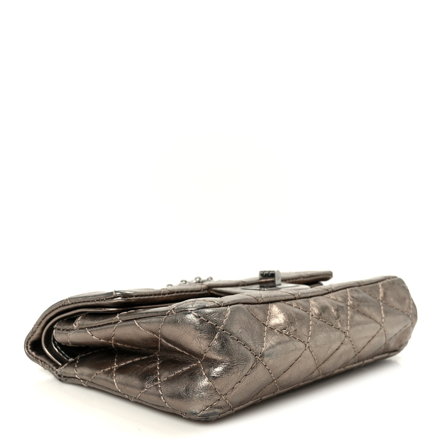 Chanel Aged Calfskin Quilted 2.55 Reissue Mini Flap Dark Silver