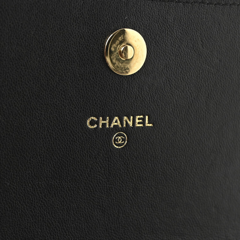 Chanel Lambskin Quilted Flap Shoulder Bag Chain Black
