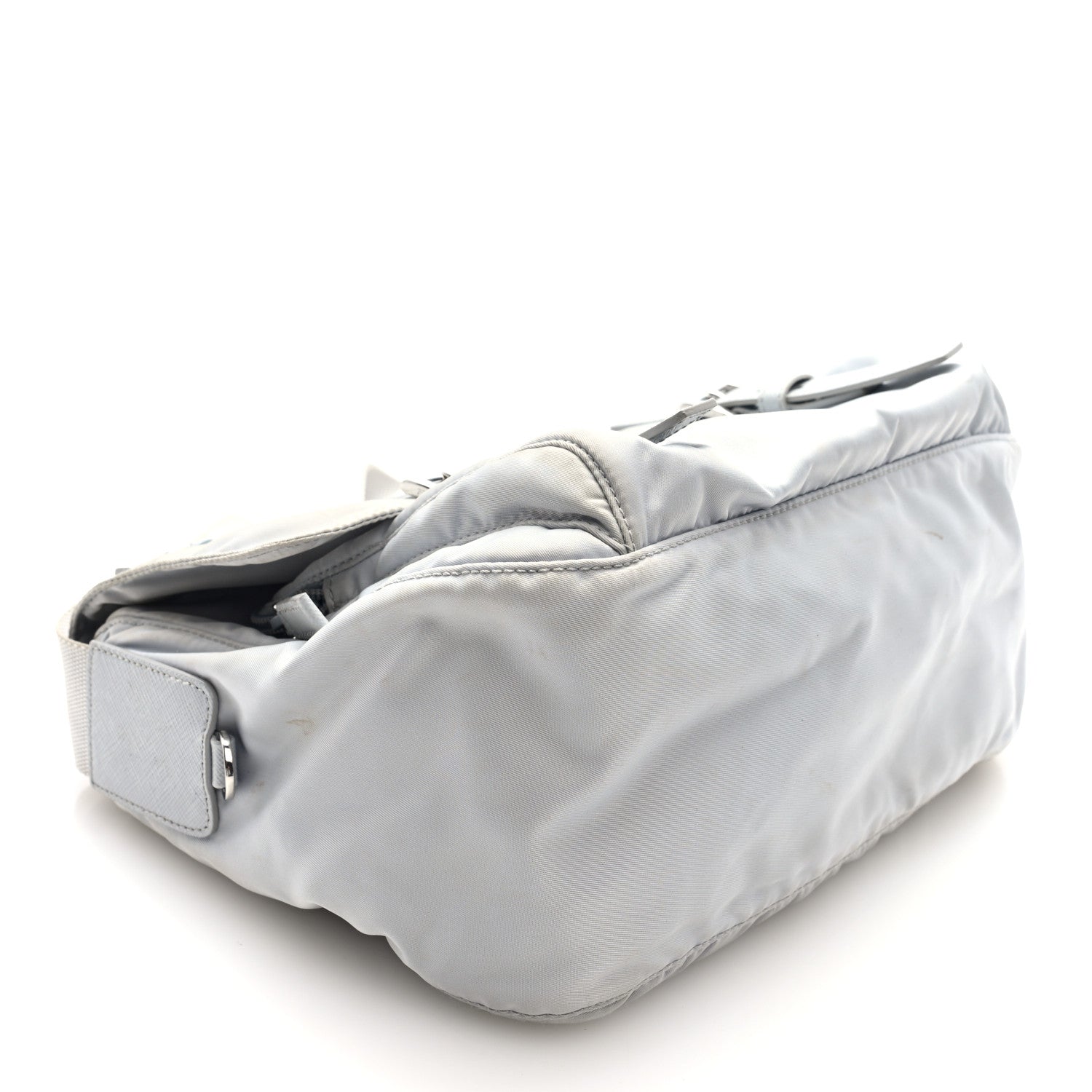 Prada Re-Nylon Vela Saffiano Pocket Double Buckle Messenger Shoulder Bag Fiordaliso