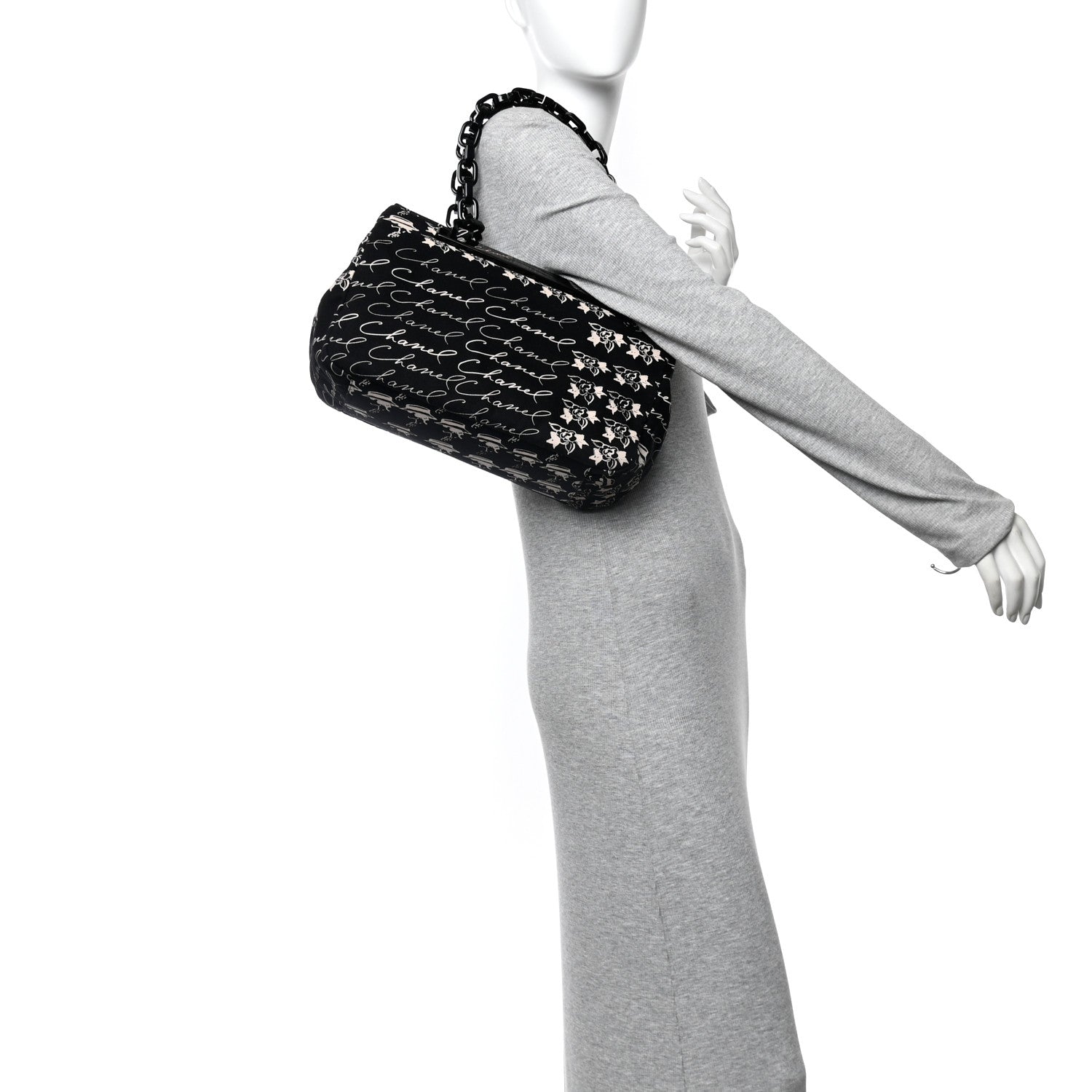 Chanel Canvas Camellia Flower Tote Black