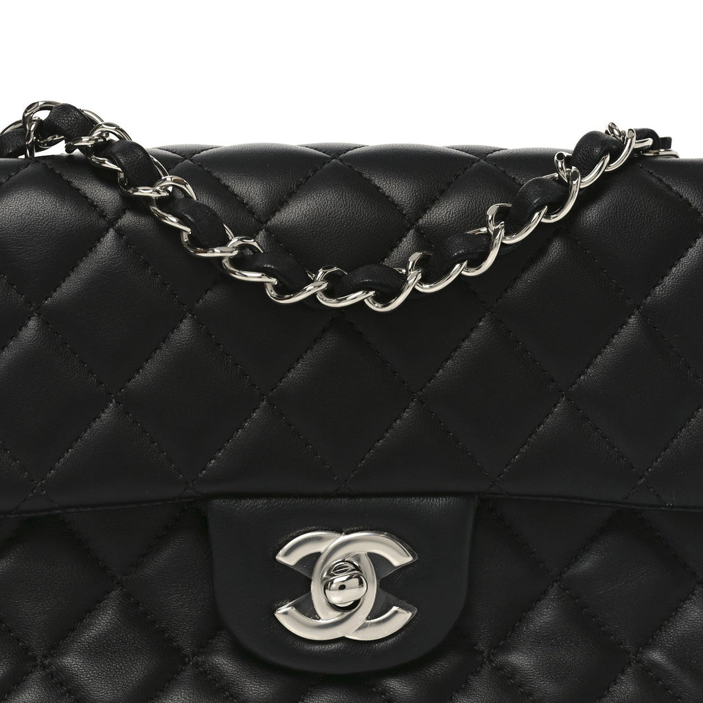 Chanel Lambskin Quilted Mini Rectangular Flap Black