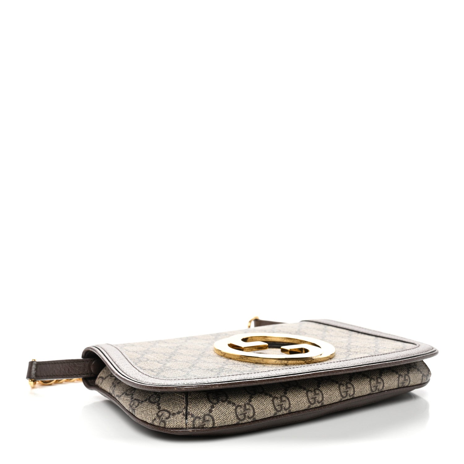 Gucci GG Supreme Monogram Textured Dollar Calfskin Blondie Chain Shoulder Flap Bag Beige Ebony New Acero