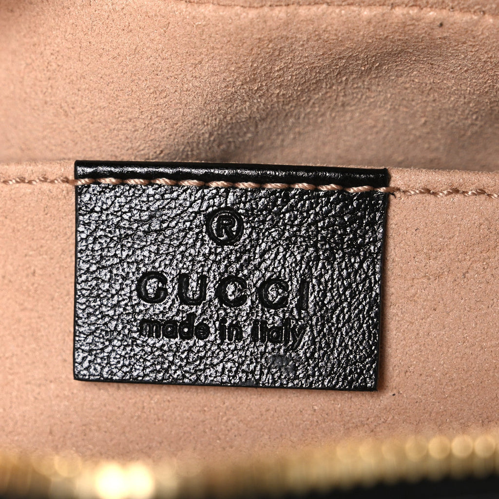 Gucci Monogram Matelasse Diagonal Small GG Marmont Chain Shoulder Bag Beige Black