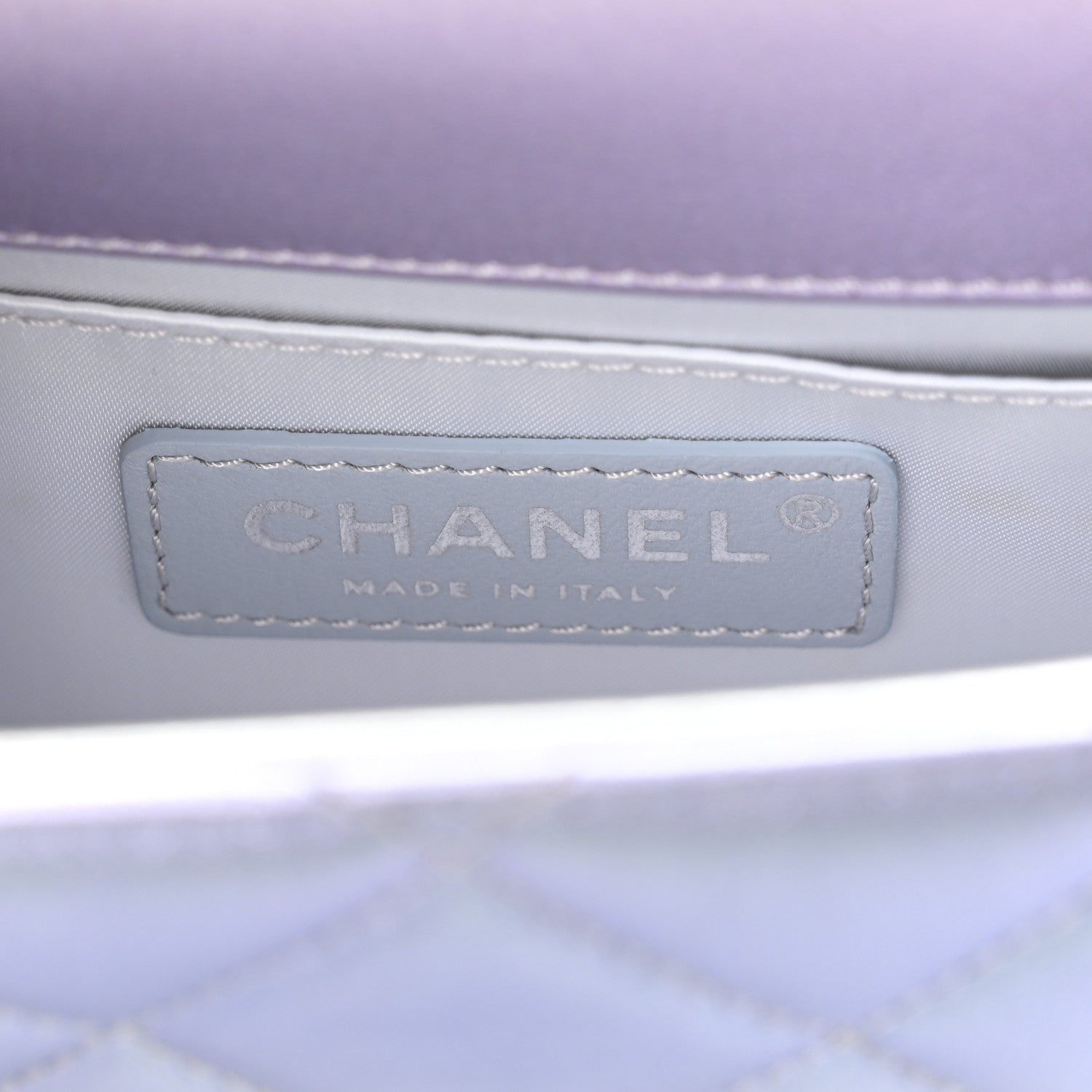Chanel Gradient Metallic Calfskin Quilted Clutch Silver Blue Yellow Purple