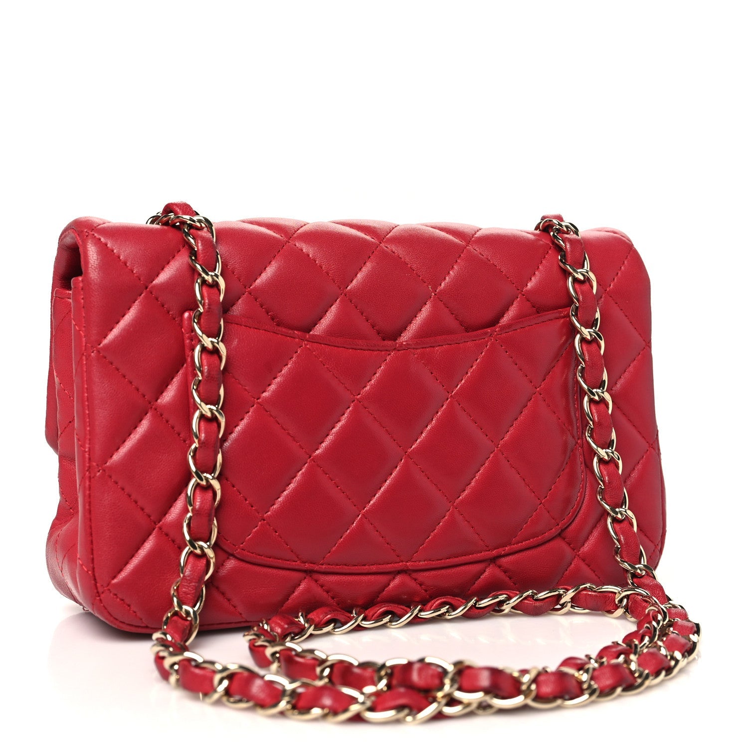 Chanel Lambskin Quilted Mini Rectangular Flap Dark Pink