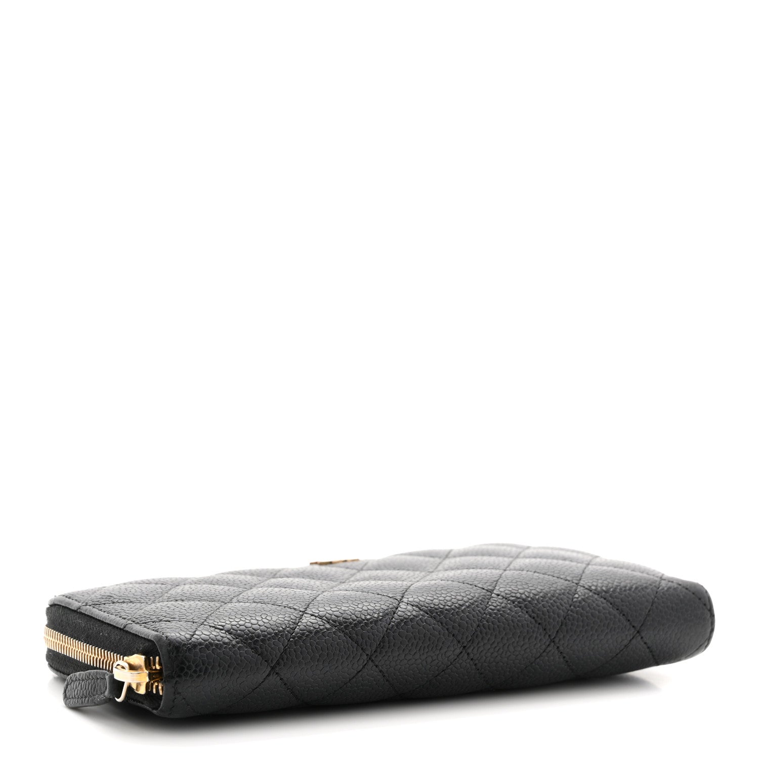 Caviar Quilted Large Gusset Zip Around Wallet Black