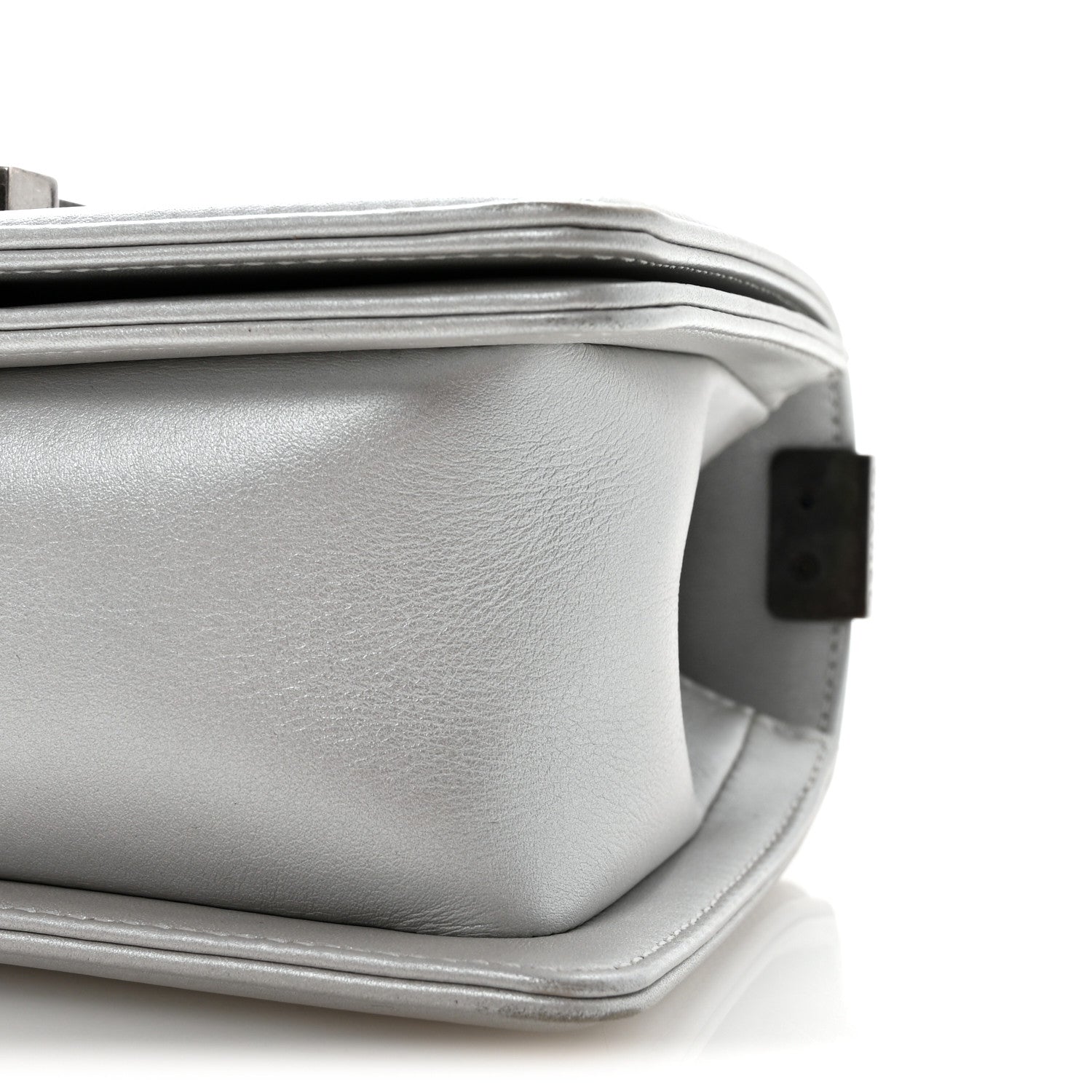 Chanel Metallic Calfskin Quilted Small Boy Flap Silver