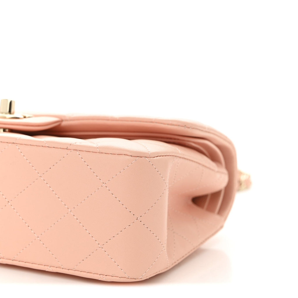 Chanel Lambskin Quilted Small Double Flap Light Orange