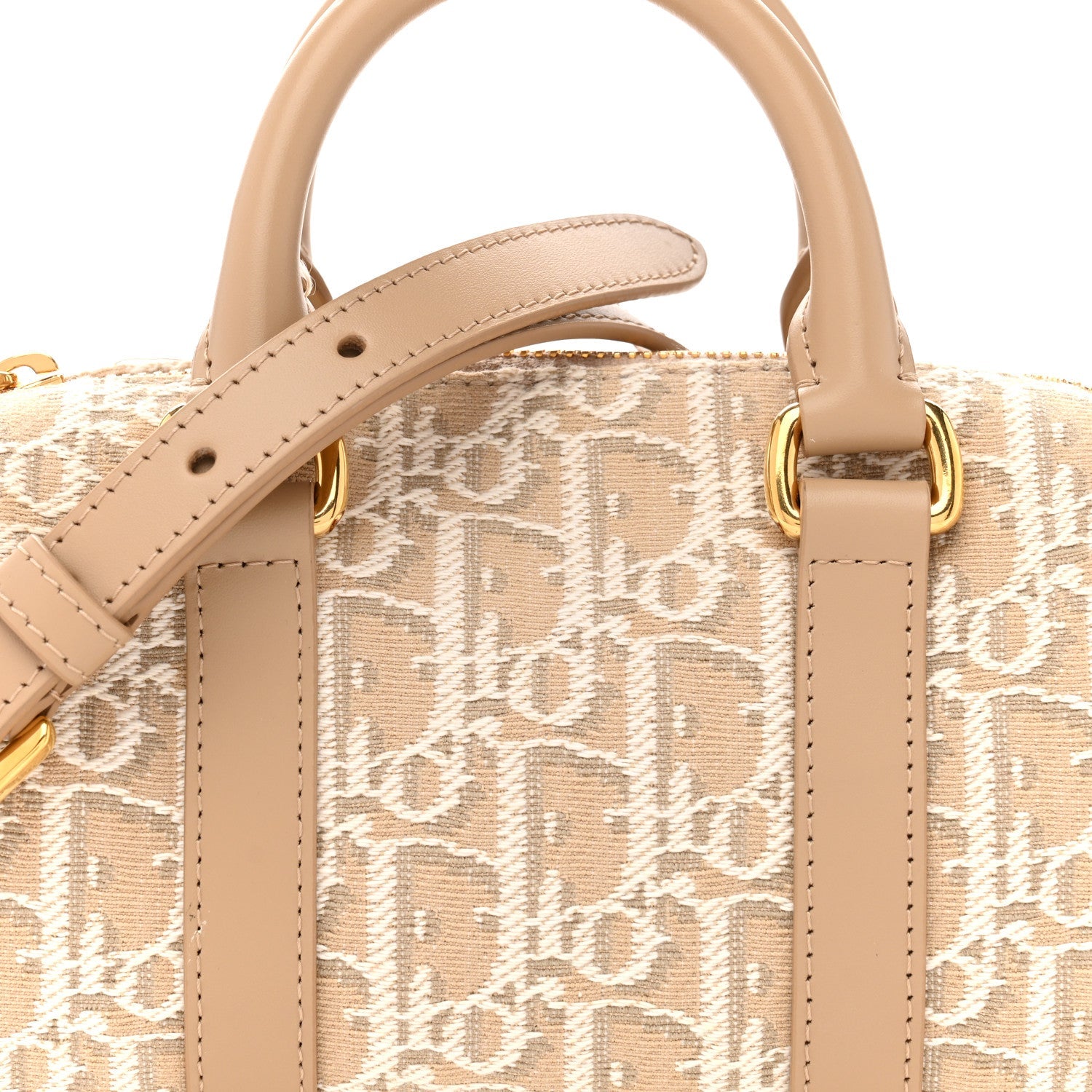 Christian Dior Oblique Chambray Groove 17 Bag Natural