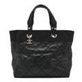 Chanel Coated Canvas Quilted Large Paris Biarritz Tote Black