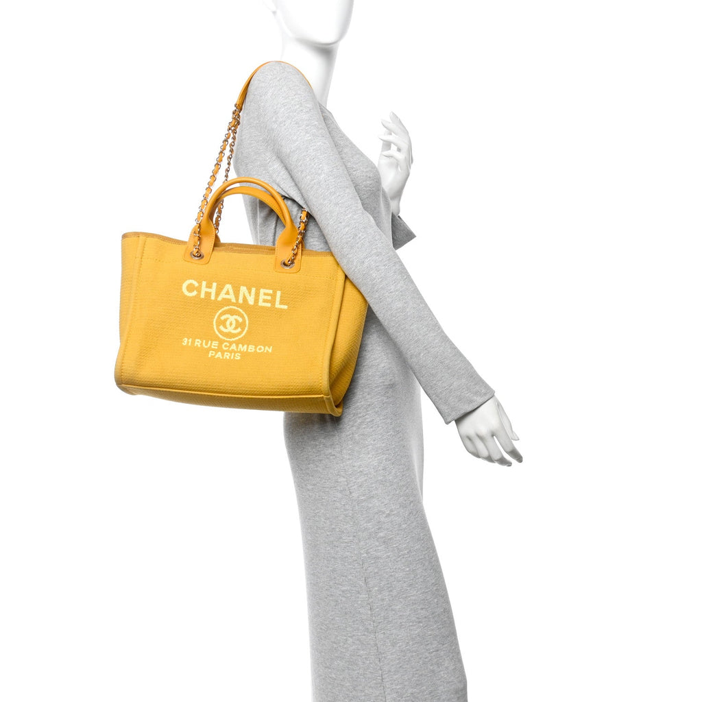 Chanel Mixed Fibers Small Deauville Tote Yellow