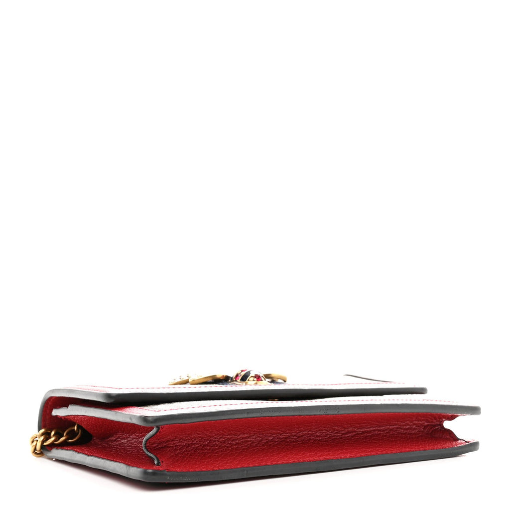 Gucci GG Supreme Monogram Web Queen Margaret Chain Wallet Red