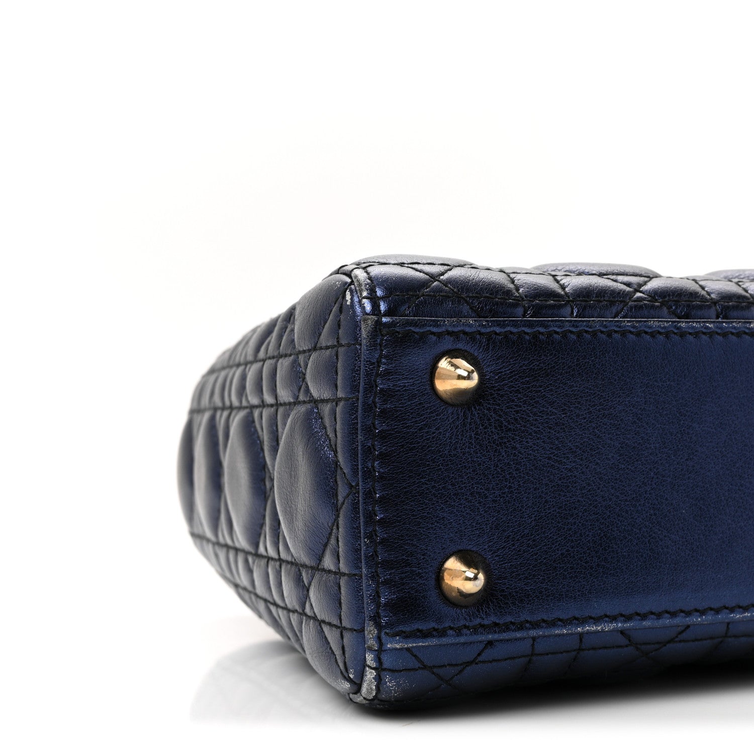 Christian Dior Metallic Lambskin Cannage Small My ABCDior Lady Dior Blue