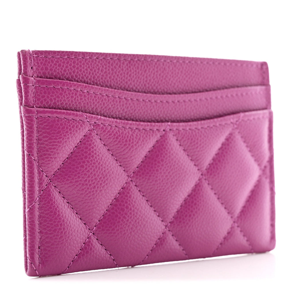 Caviar Quilted Card Holder Purple