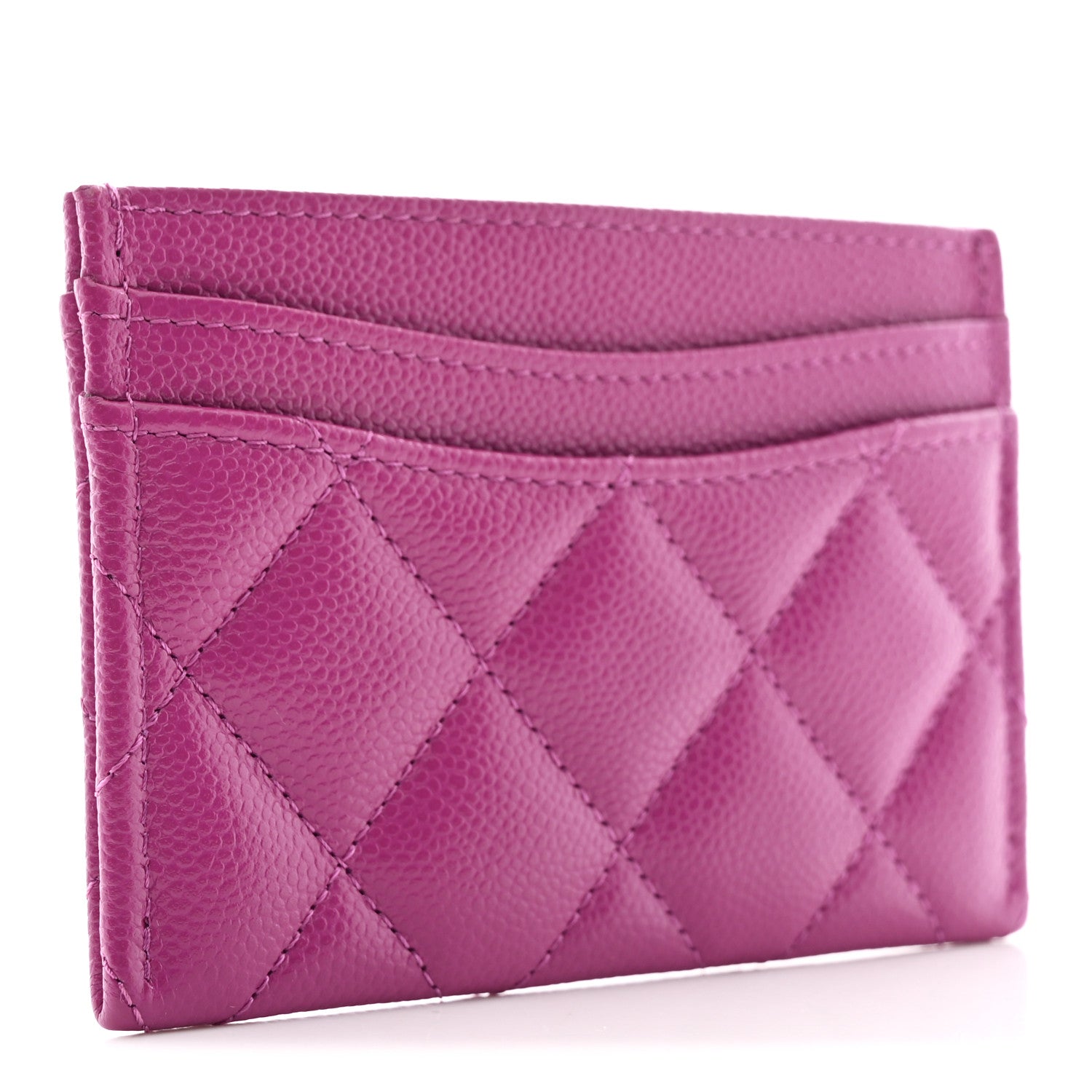Caviar Quilted Card Holder Purple