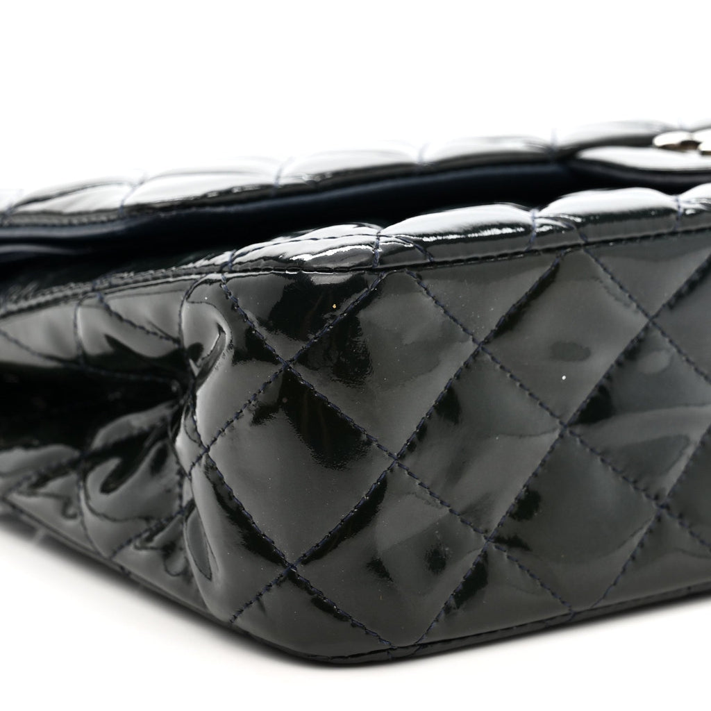 Chanel Patent Quilted Medium Double Flap Blue
