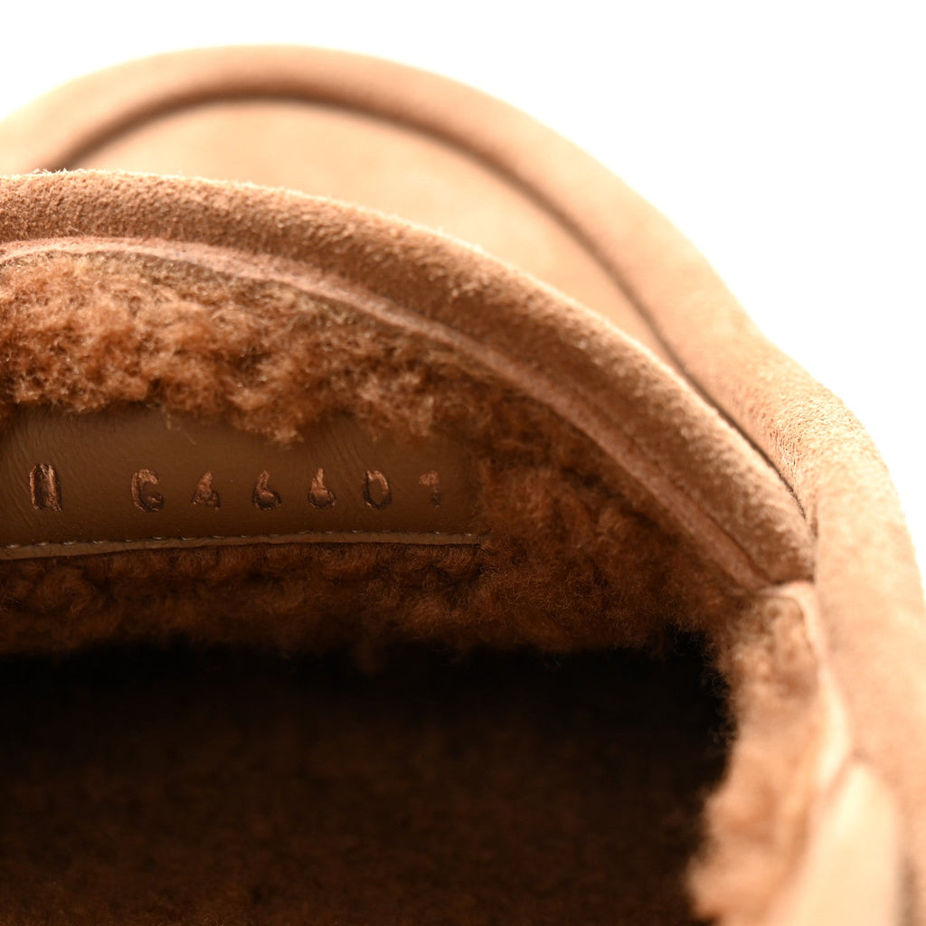 Chanel Suede Calfskin CC Slingback Loafers 36 Dark Beige