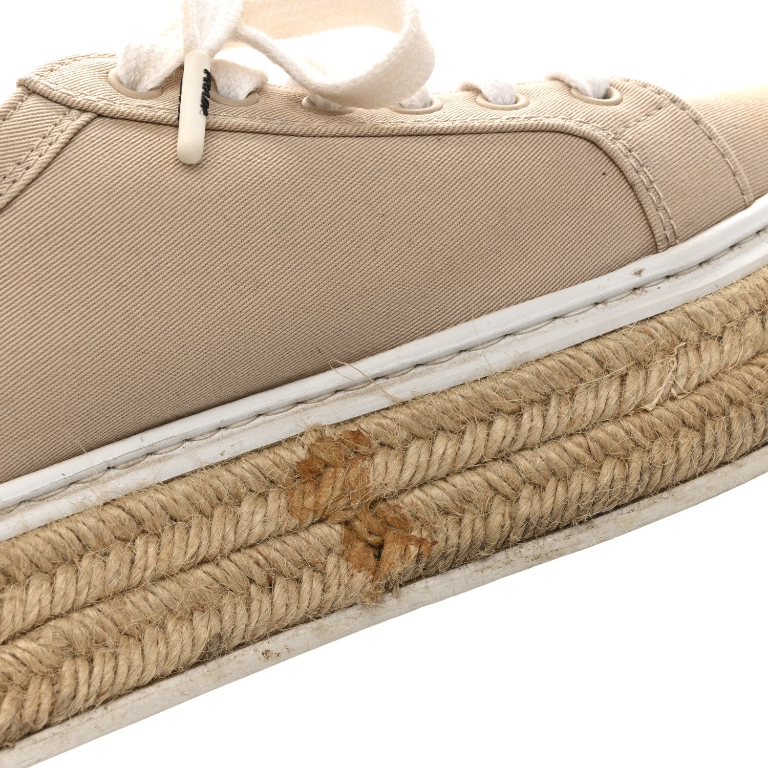 Prada Canvas Gabardine Espadrille 45mm Platform Sneakers 37.5 Corda
