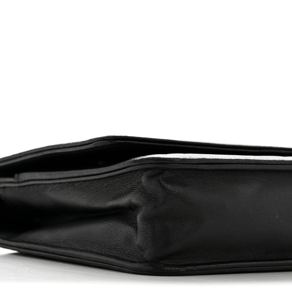 Chanel Lambskin Camellia Embossed Wallet On Chain WOC Black