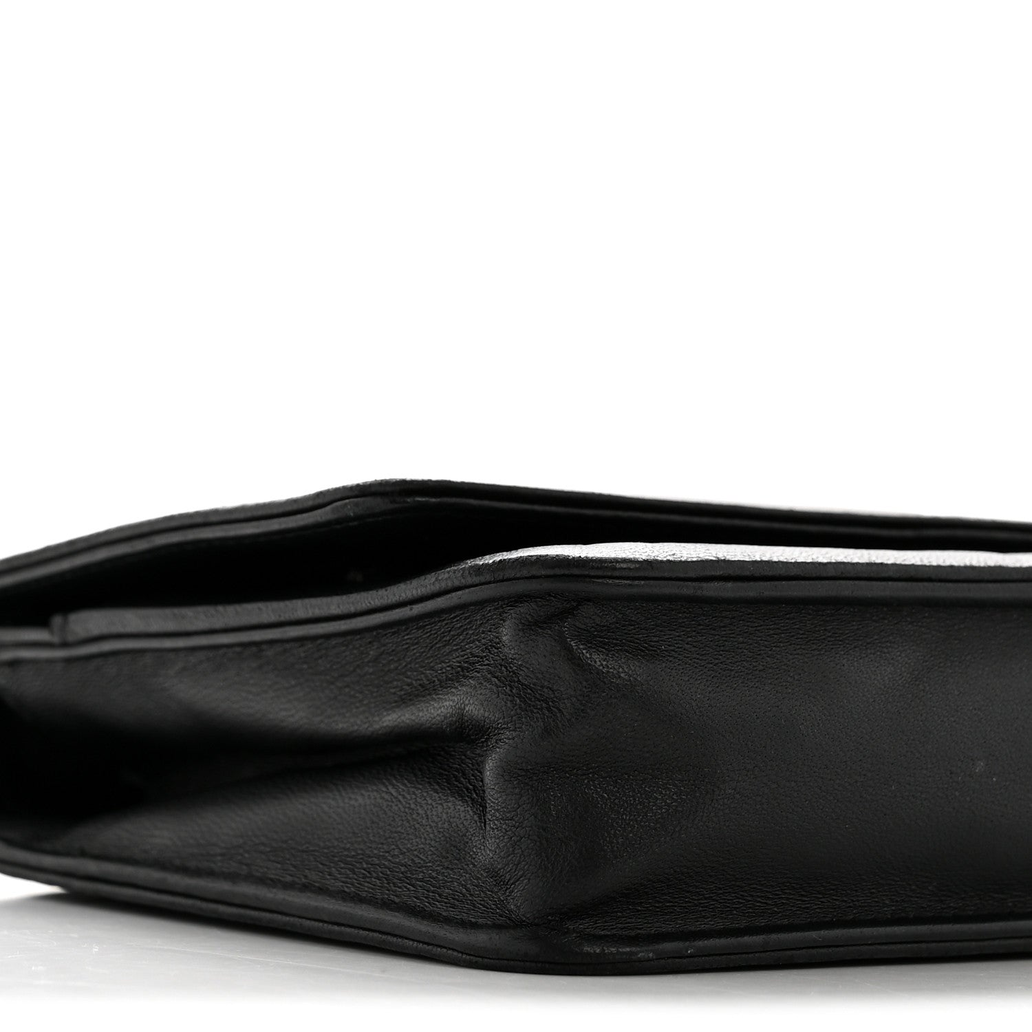 Chanel Lambskin Camellia Embossed Wallet On Chain WOC Black