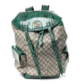 Gucci GG Supreme Monogram Snakeskin Ophidia Double Buckle Backpack Brown Green