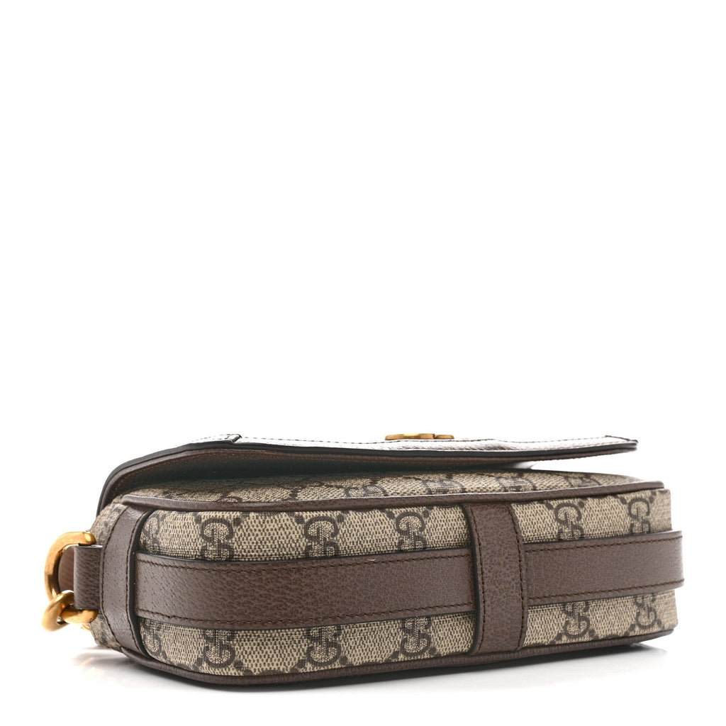 Gucci GG Supreme Monogram Web Mini Ophidia Flap Shoulder Bag Brown