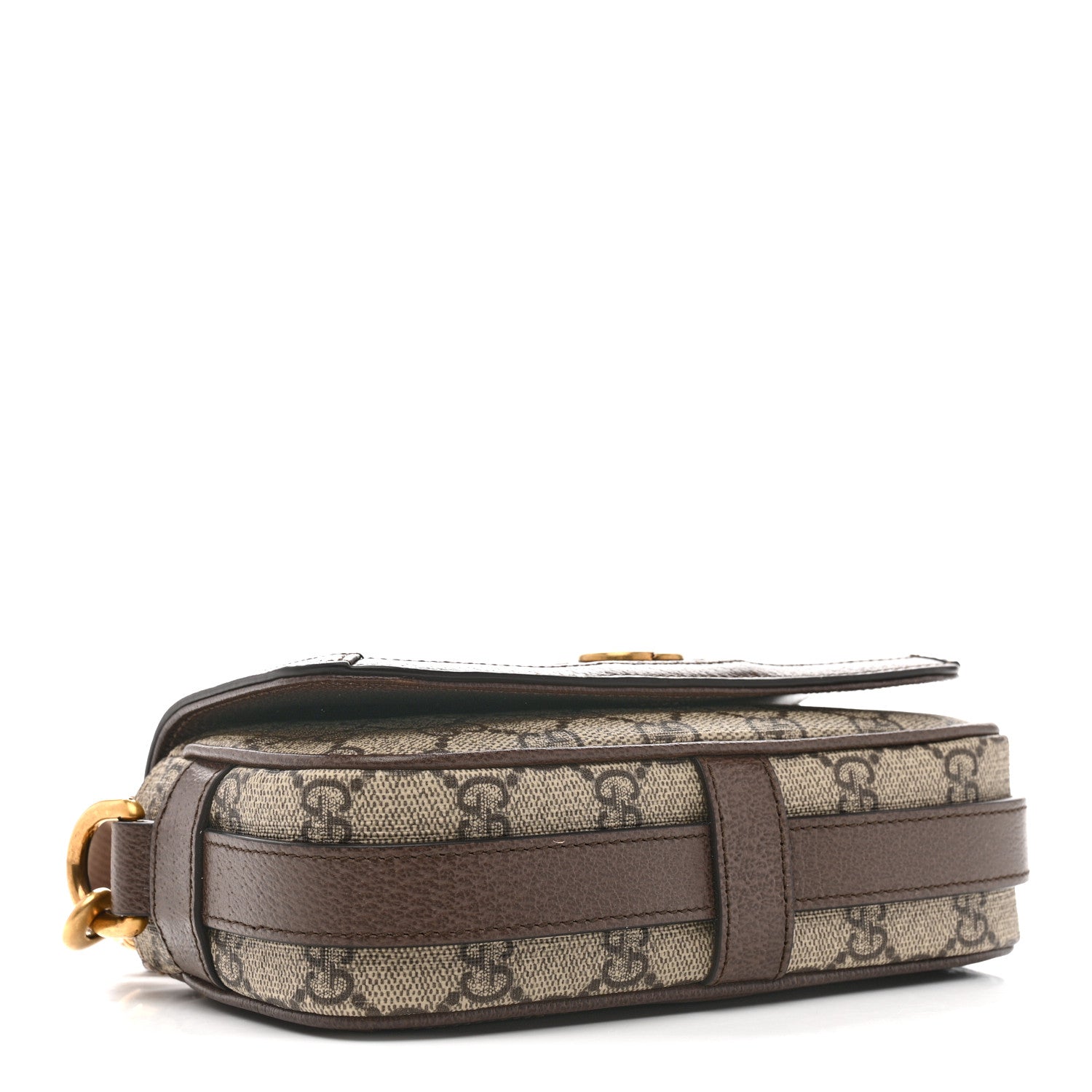 Gucci GG Supreme Monogram Web Mini Ophidia Flap Shoulder Bag Brown