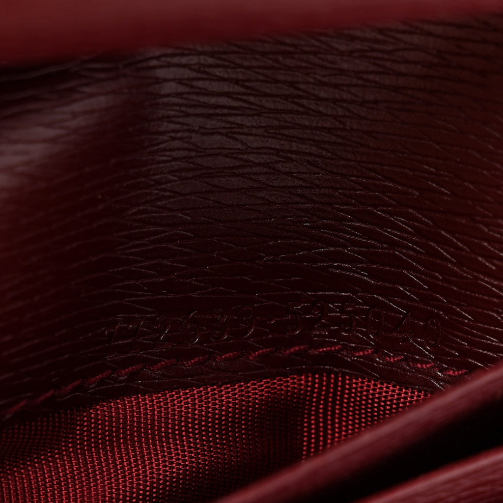 Gucci Textured Calfskin Script Logo Mini Wallet Rosso Ancora