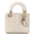 Christian Dior Lambskin Gathered Mini Lady Dior White