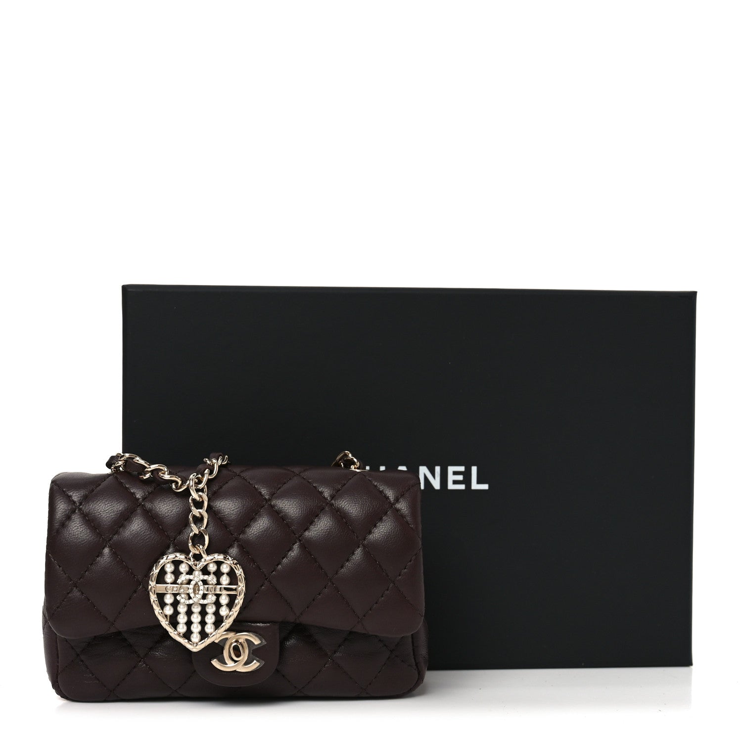 Chanel Lambskin Quilted Mini Double Flap With Hook Dark Brown