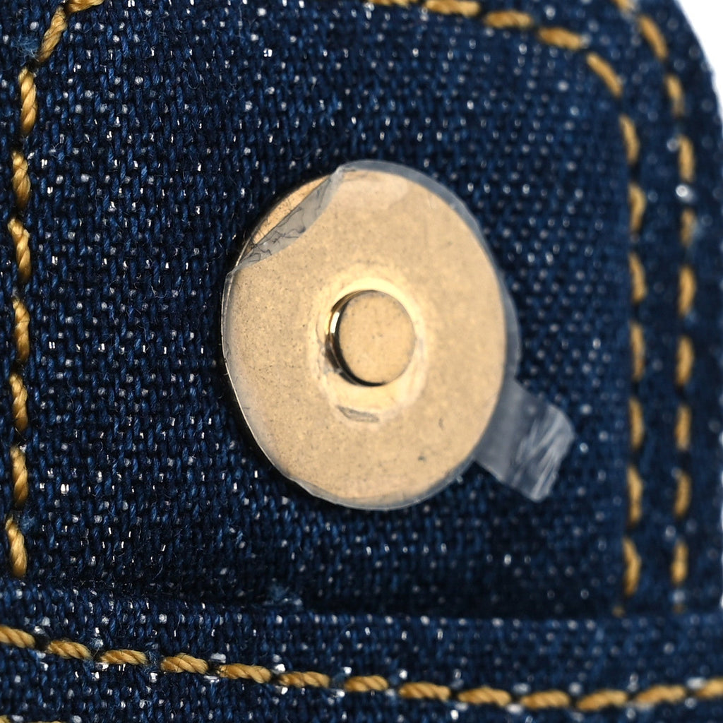 Chanel Denim Quilted Double You Card Holder On Chain Blue