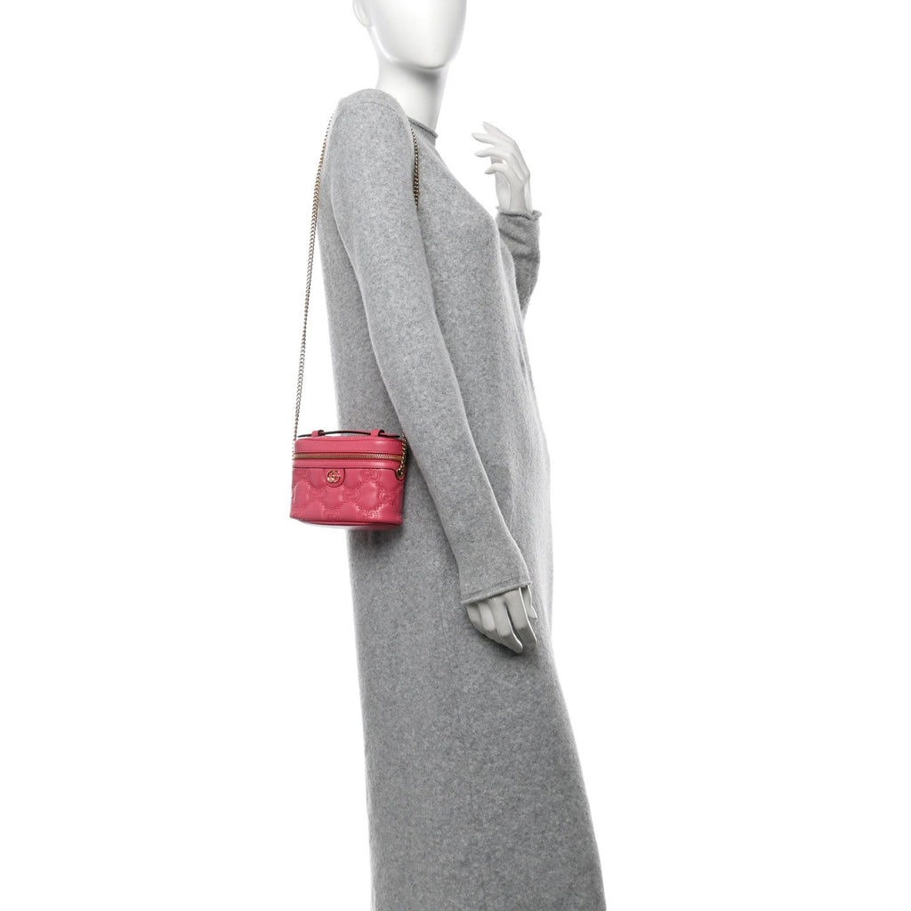 Gucci Calfskin GG Matelasse Mini Top Handle Bag Rhodamine Pink