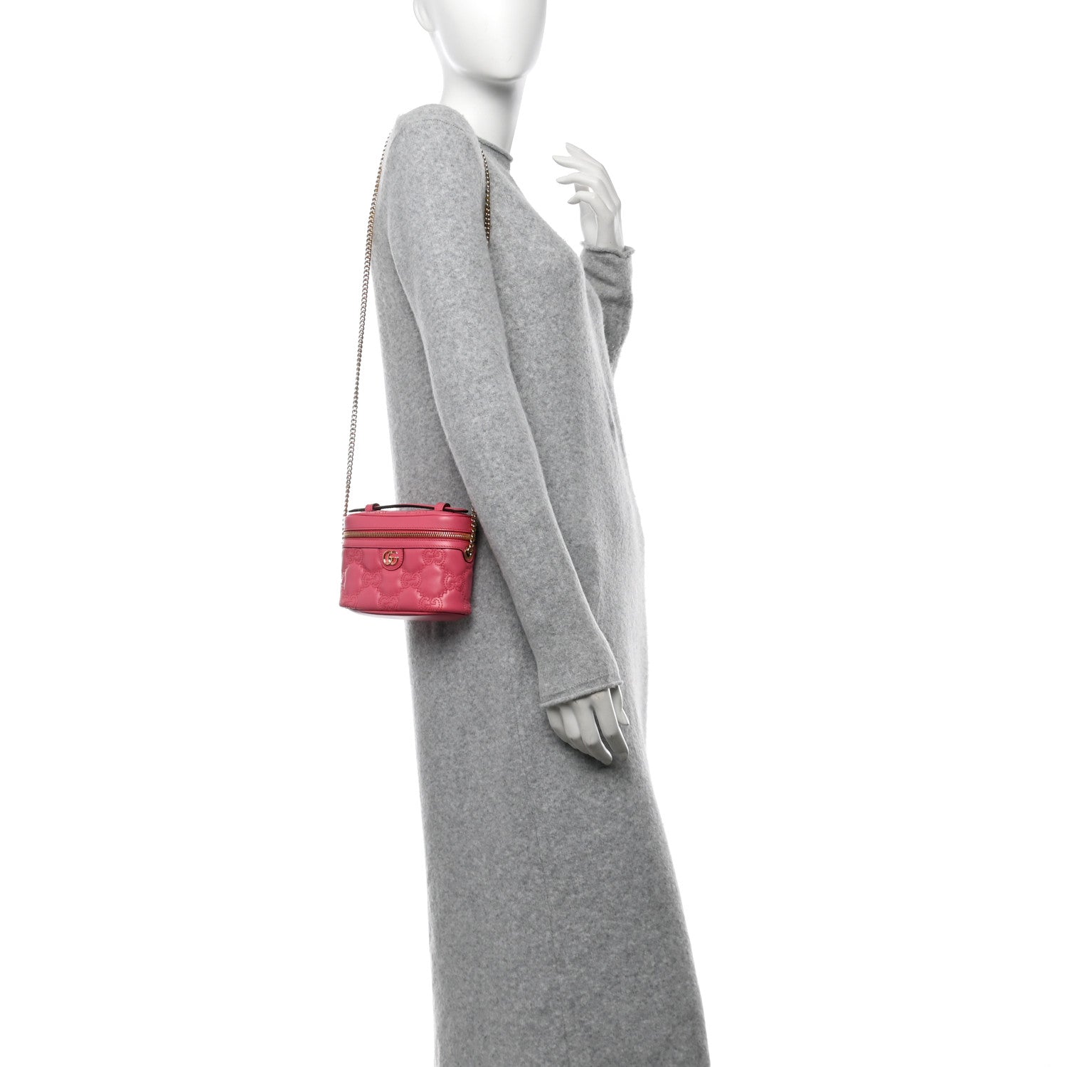 Gucci Calfskin GG Matelasse Mini Top Handle Bag Rhodamine Pink