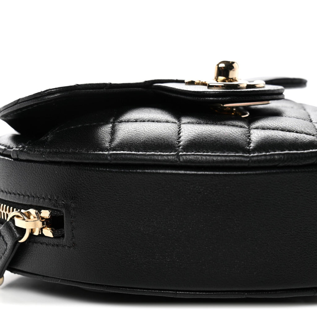Chanel Lambskin Quilted CC In Love Heart Clutch With Chain Black