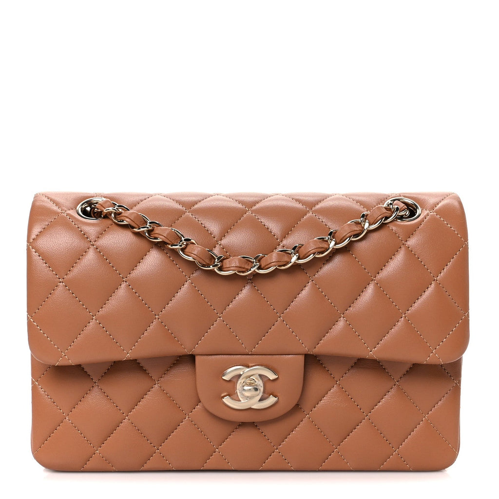 Chanel Lambskin Quilted Small Double Flap Brown
