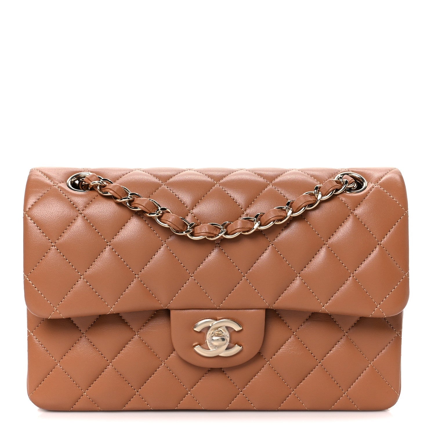 Chanel Lambskin Quilted Small Double Flap Brown