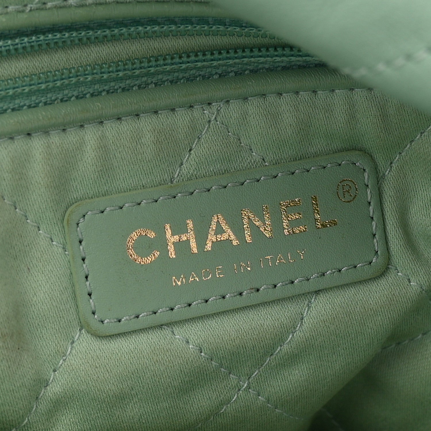 Chanel Shiny Calfskin Quilted Small Chanel 22 Light Green