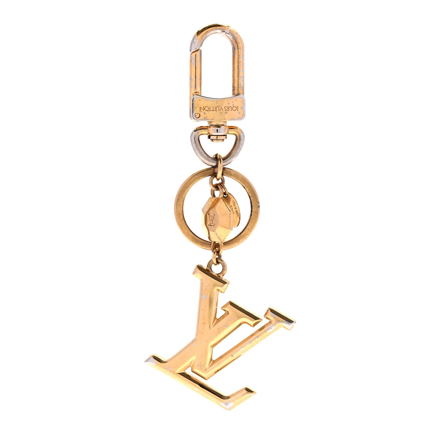 Louis Vuitton Metal LV Facettes Bag Charm Key Holder Gold