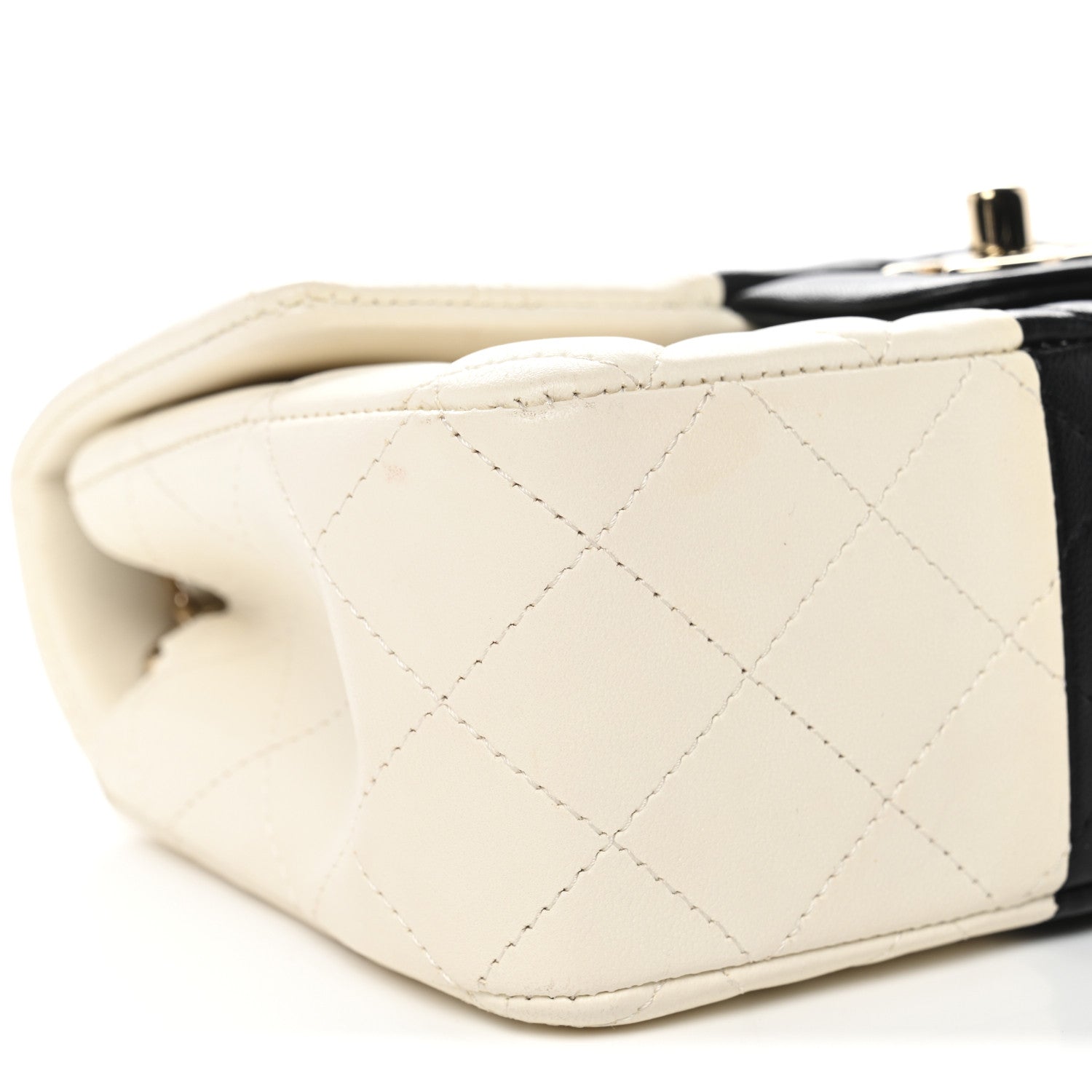 Chanel Lambskin Quilted Mini Rectangular Flap White Black
