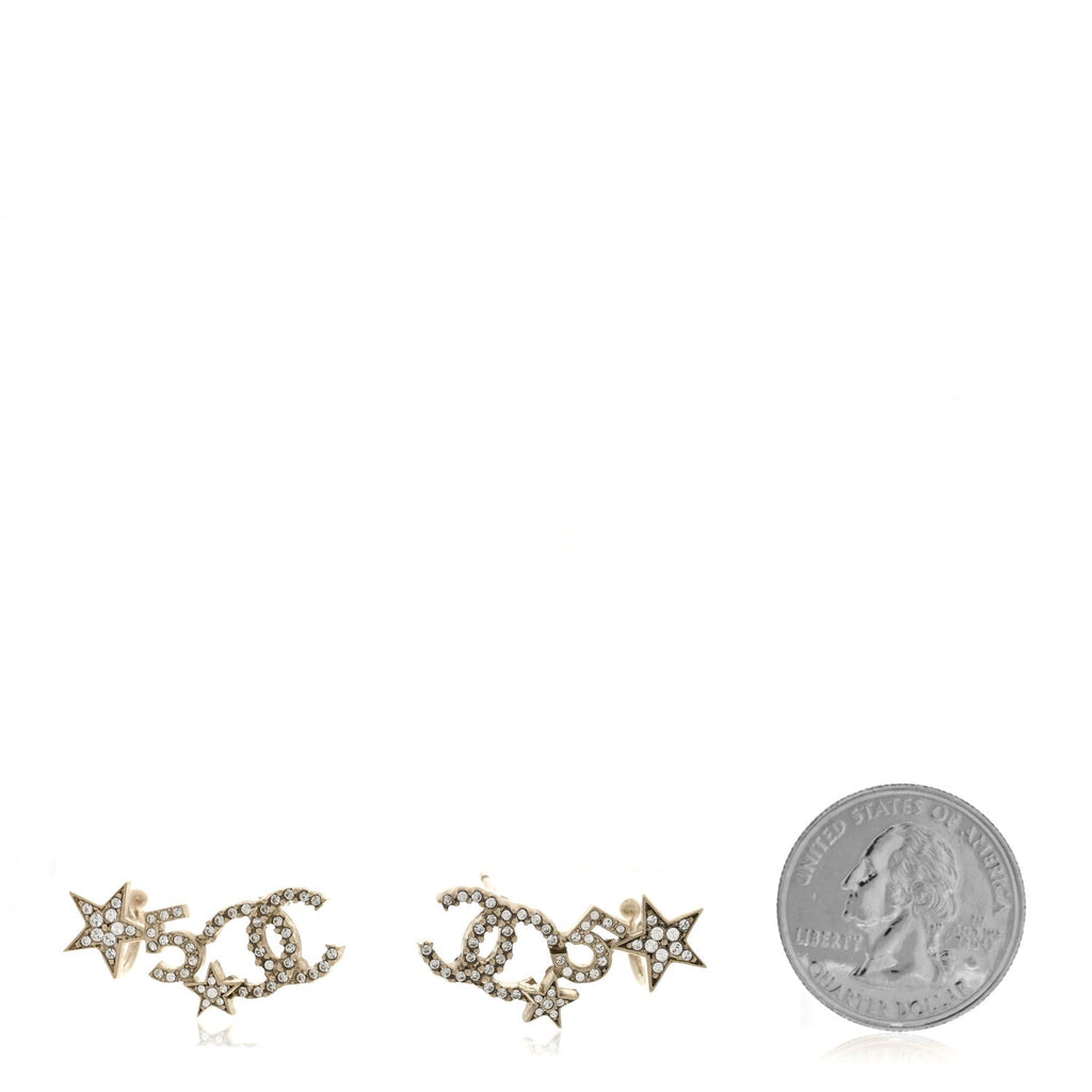 Crystal Star 5 CC Earrings Gold