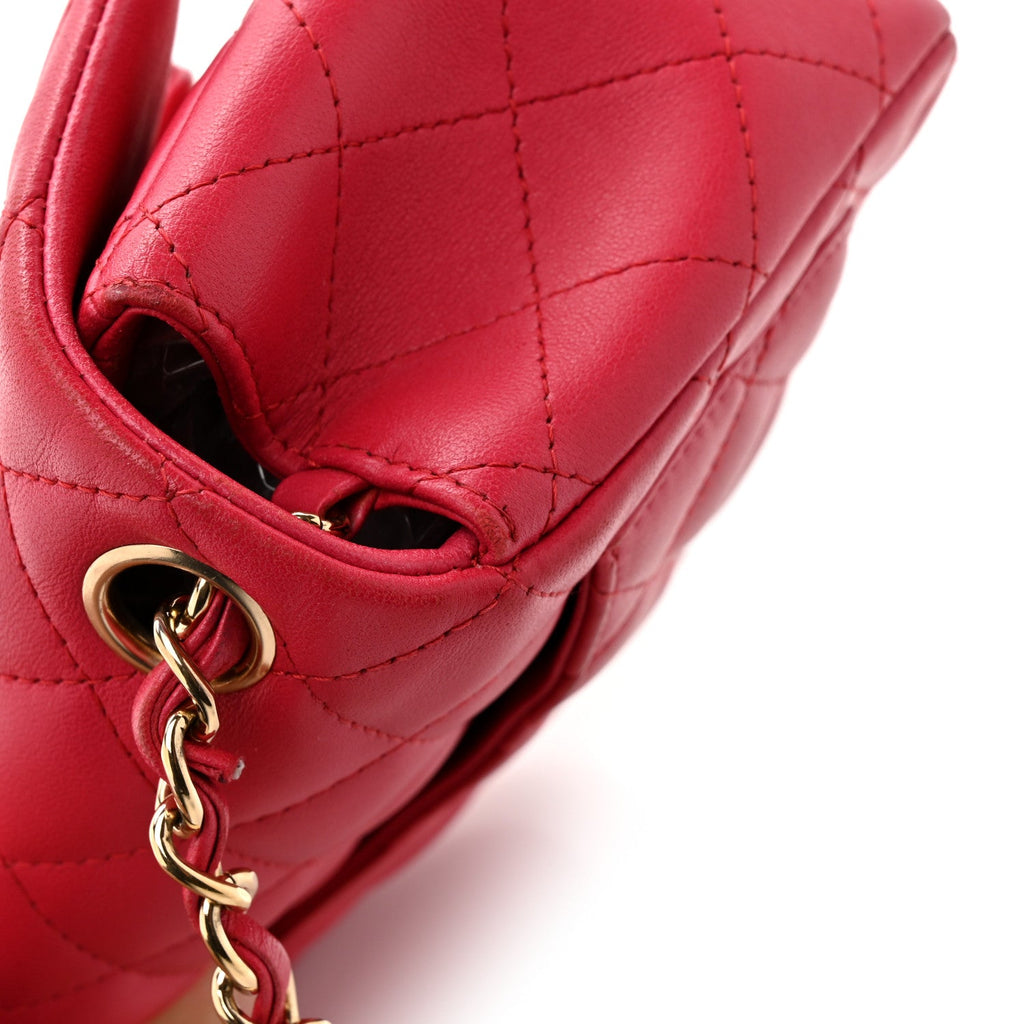 Chanel Lambskin Quilted Mini Square Flap Dark Pink